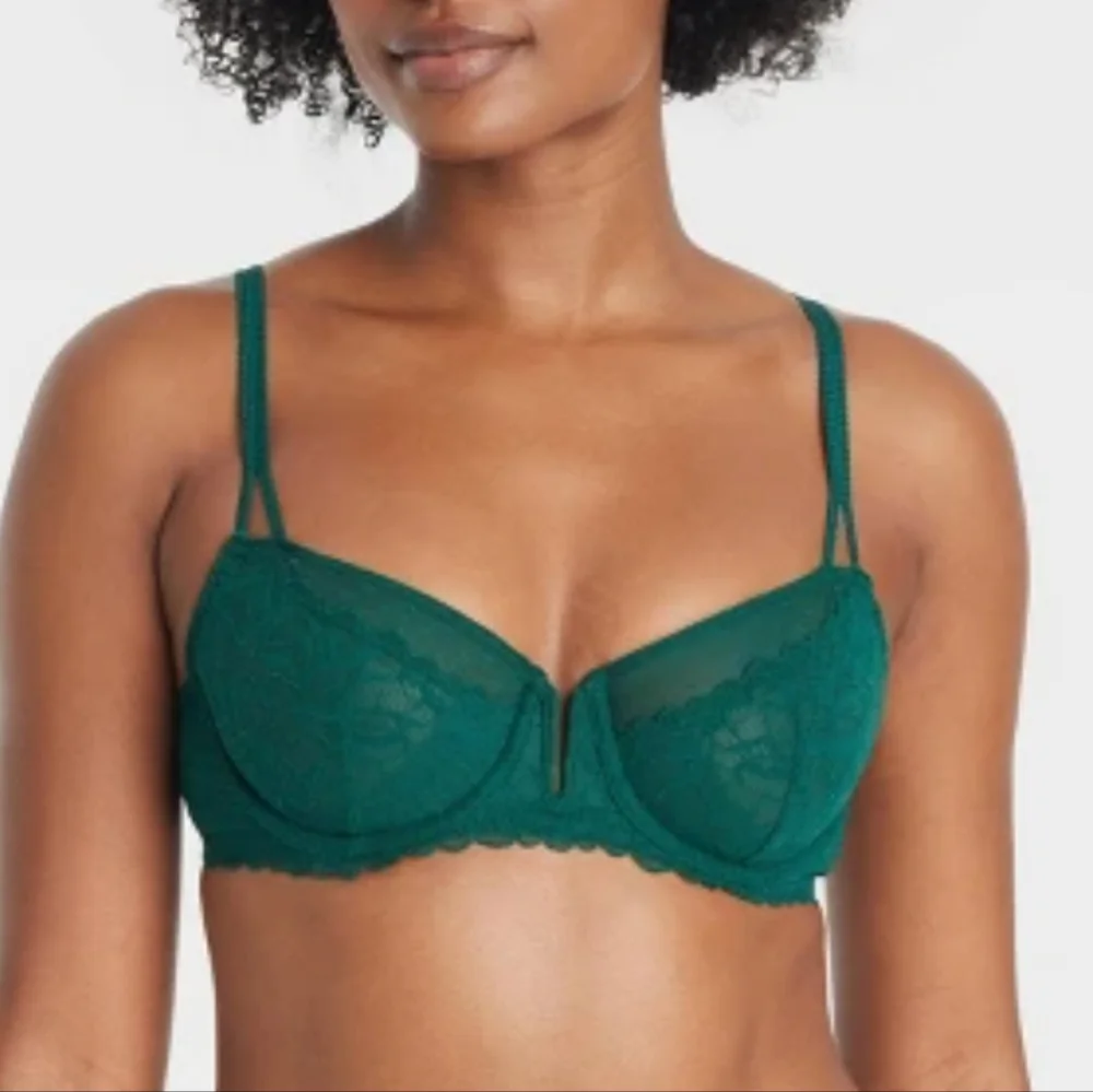 Women's Unlined Balconette Bra Elegant Lace Bra in Teal Auden 32B